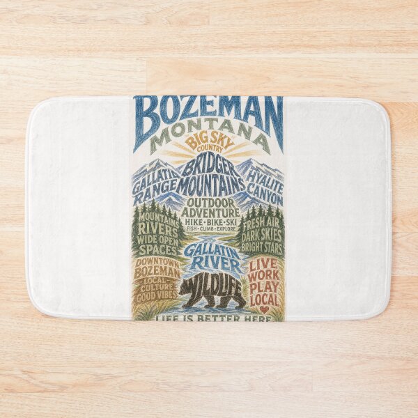 Item preview, Bozeman Montana Big Sky Bridger Mountains Adventure Typography designed and sold by Places On Earth.