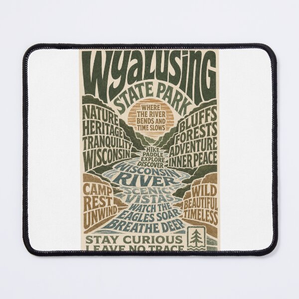 Item preview, Wyalusing Wisconsin Scenic River Valley Nature Typography designed and sold by Places On Earth.