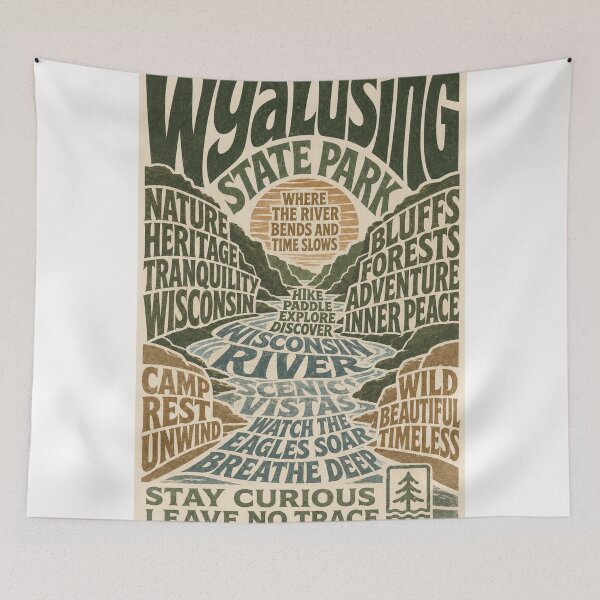Item preview, Wyalusing Wisconsin Scenic River Valley Nature Typography designed and sold by Places On Earth.