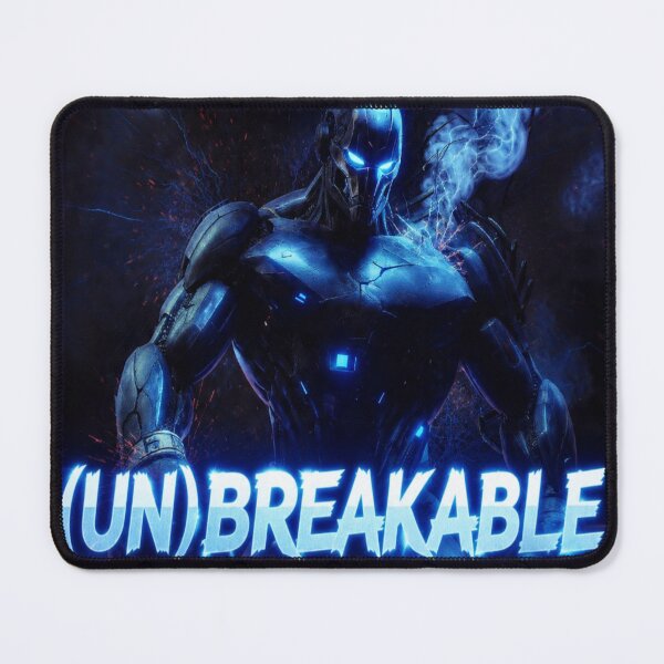 Item preview, (UN)BREAKABLE - Neon Blue Cyborg Titan Motivational Art designed and sold by AiNaturalsOnly.