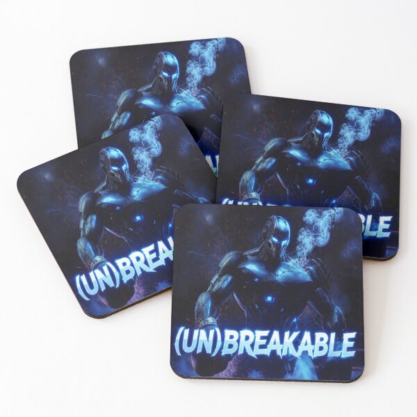 Item preview, (UN)BREAKABLE - Neon Blue Cyborg Titan Motivational Art designed and sold by AiNaturalsOnly.