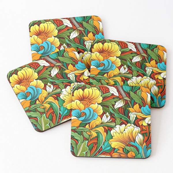 Item preview, Art Nouveau Luxurious Colorful Flowers And Leaves Art designed and sold by DEC02.