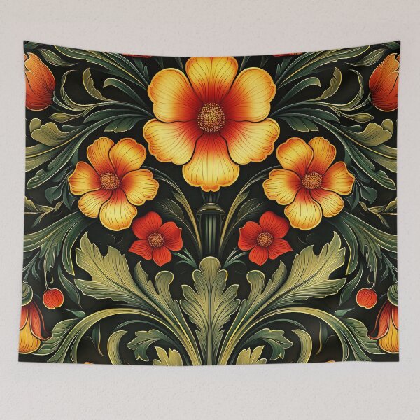 Artikelvorschau, Luxuriöse gelbe und rote Blumendesigns im Jugendstil entworfen und verkauft von DEC02.