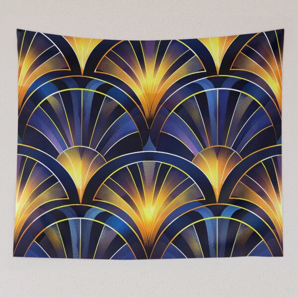 Item preview, Exotic Art Deco Blue And Golden Hues Pattern designed and sold by DEC02.