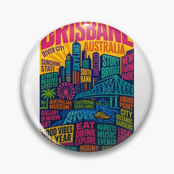 Item preview, Brisbane Australia Skyline South Bank Story Bridge River City Landmarks designed and sold by Places On Earth.