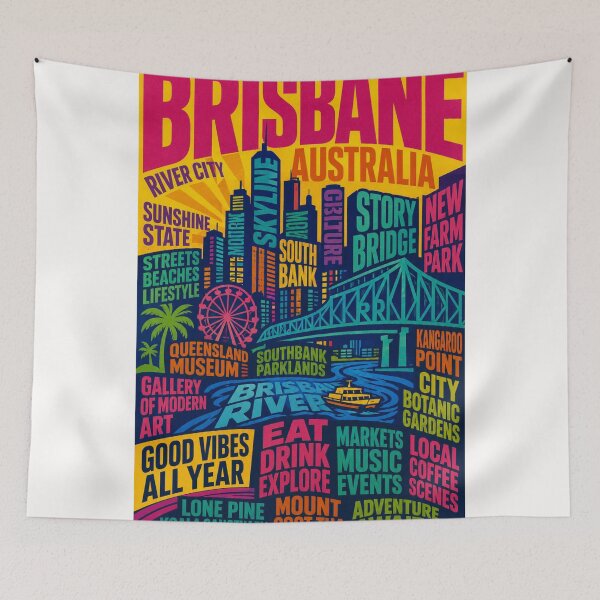 Item preview, Brisbane Australia Skyline South Bank Story Bridge River City Landmarks designed and sold by Places On Earth.