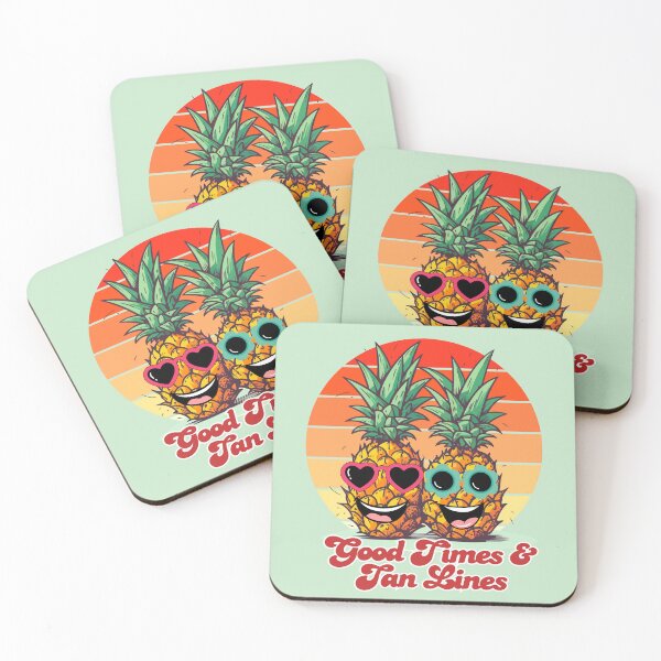Item preview, Retro Pineapple Duo Good Times and Tan Lines Summer Sunset designed and sold by SilverSeaBKK.