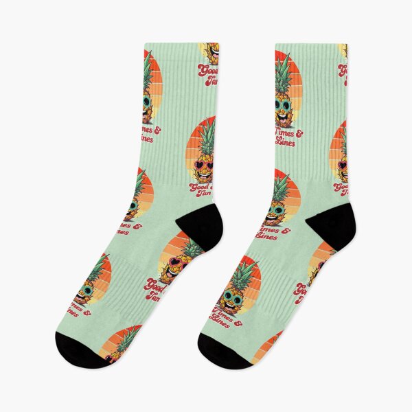 Item preview, Retro Pineapple Duo Good Times and Tan Lines Summer Sunset designed and sold by SilverSeaBKK.