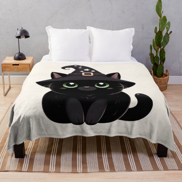Item preview, Cute kawaii Halloween black cat in witch hat designed and sold by SweetLilith.