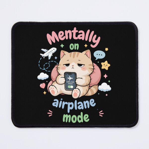 Item preview, Mentally On Airplane Mode Funny Cat designed and sold by SeoulInkSoul.
