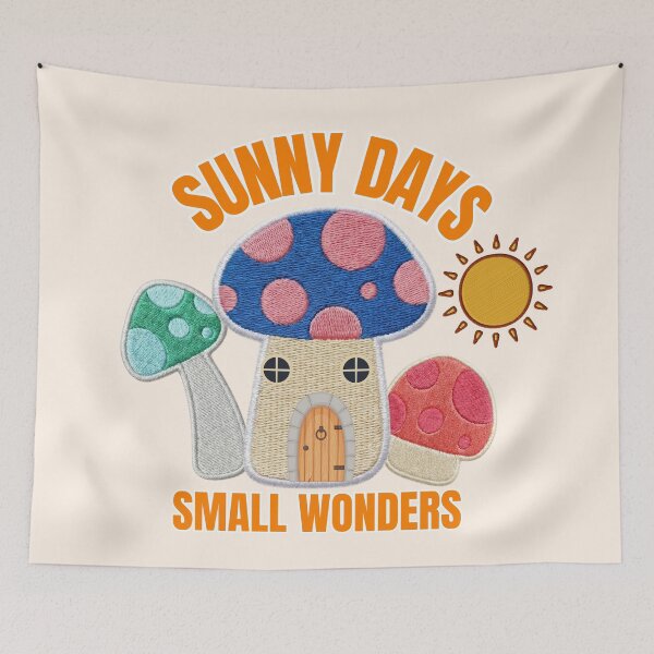 Item preview, Sunny Days Small Wonders Retro Mushroom Embroidery Graphic designed and sold by SilverSeaBKK.
