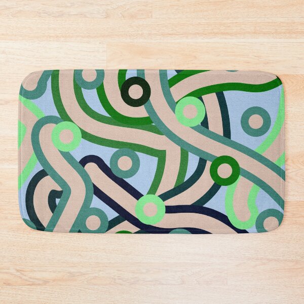 Item preview, Abstract Geometric Pattern with Curved Lines and Circles in Green and Blue Tones designed and sold by SweetLilith.