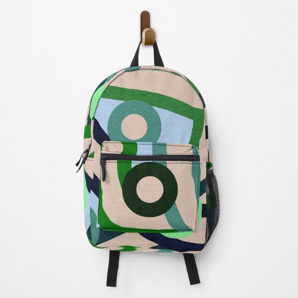 Item preview, Abstract Geometric Pattern with Curved Lines and Circles in Green and Blue Tones designed and sold by SweetLilith.