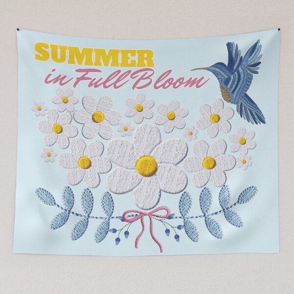 Item preview, Summer in Full Bloom Embroidered Hummingbird Daisy Graphic designed and sold by SilverSeaBKK.