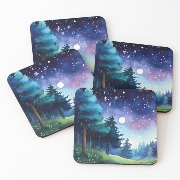 Item preview, Fantasy Pine Trees Under Midnight Moonlight And Stars designed and sold by DEC02.