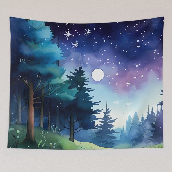 Item preview, Fantasy Pine Trees Under Midnight Moonlight And Stars designed and sold by DEC02.