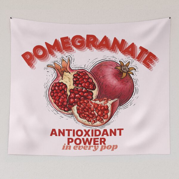 Item preview, Pomegranate Antioxidant Power Retro Fruit Illustration Graphic designed and sold by SilverSeaBKK.