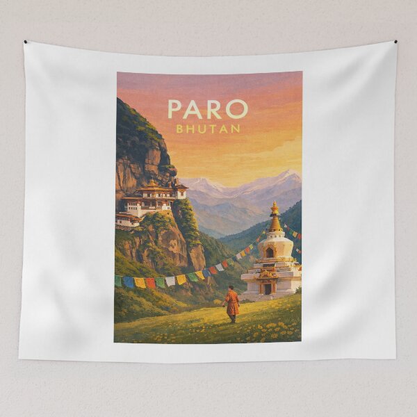 Item preview,  Paro Bhutan Tiger's Nest Valley and Himalayan Mountain Landscape designed and sold by Aryabek.