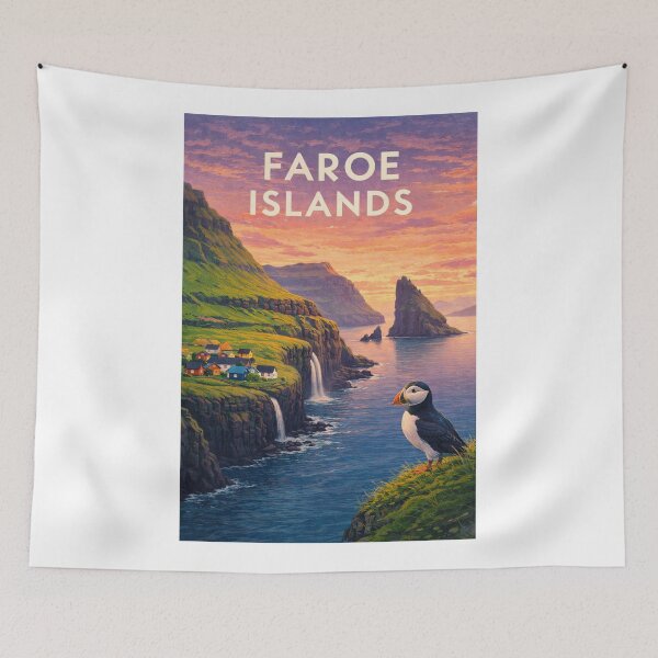 Item preview,  Faroe Islands Cliffs Waterfalls and North Atlantic Coastline designed and sold by Aryabek.