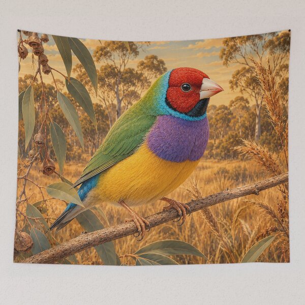 Item preview, Gouldian Finch in Golden Grassland designed and sold by Pixel Junkies Studio.