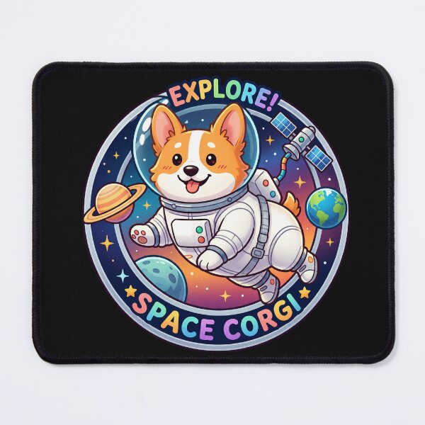 Item preview, Cute Astronaut Dog Floating in Space in black background designed and sold by Nosyla Ink.
