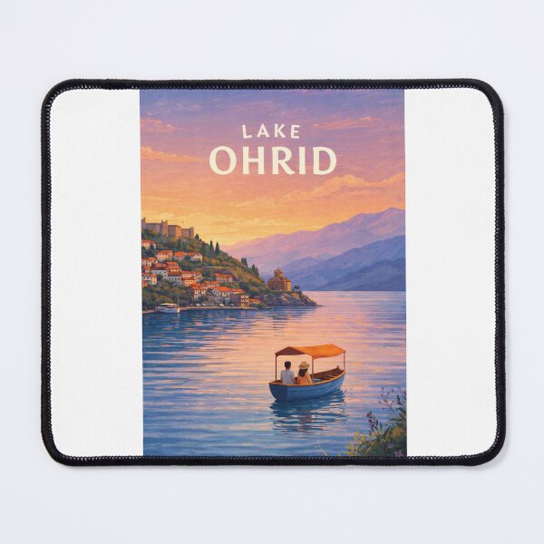 Item preview, Lake Ohrid Macedonia Lakeside Town and Balkan Mountain Views designed and sold by Aryabek.