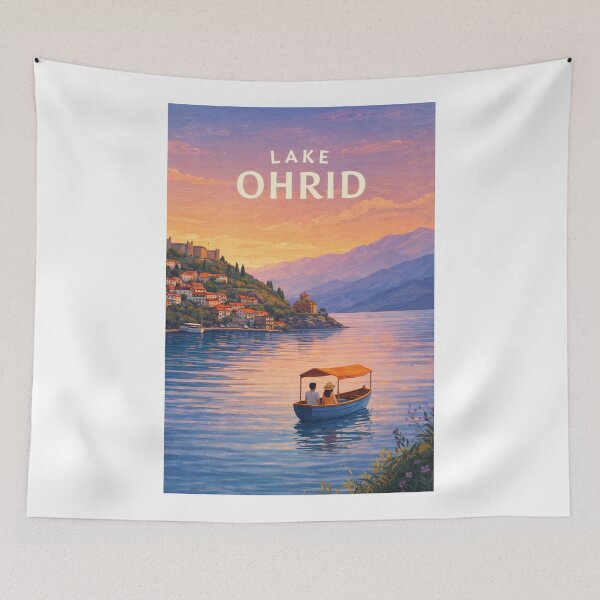 Item preview,  Lake Ohrid Macedonia Lakeside Town and Balkan Mountain Views designed and sold by Aryabek.