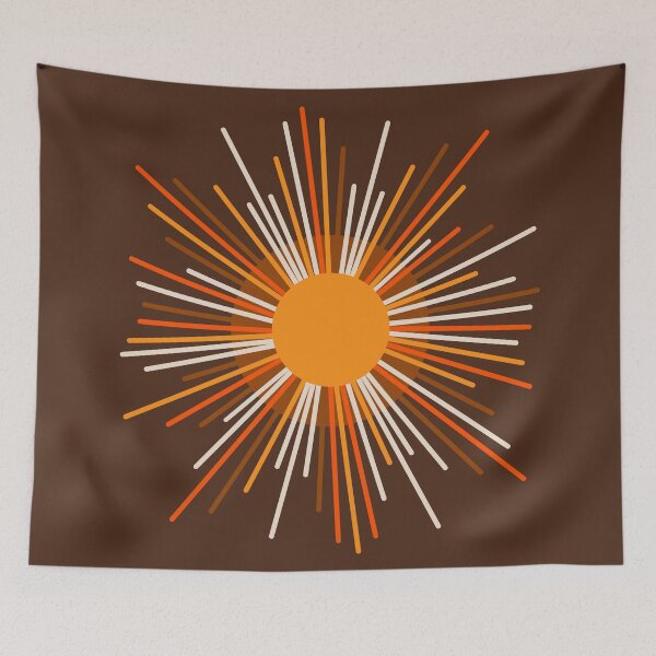 Item preview, Mid Century Modern Retro Sunburst Sun in 70s Brown and Orange designed and sold by kierkegaard.