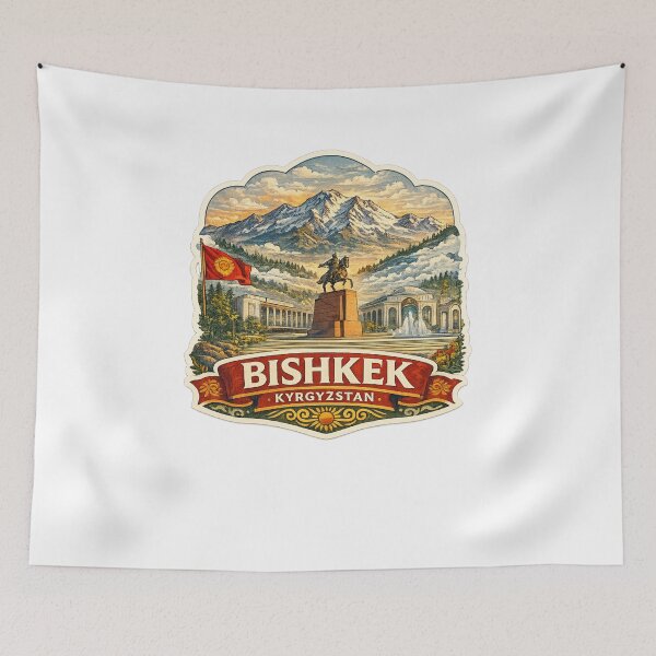 Item preview, Bishkek Kyrgyzstan Ala Too Square and Tian Shan Mountains designed and sold by Aryabek.
