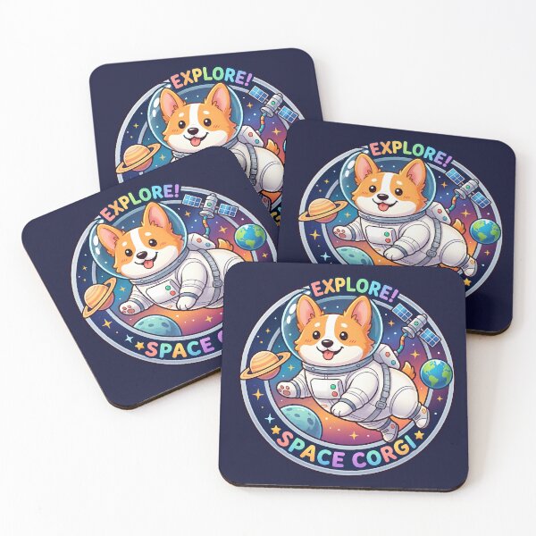 Item preview, Cute Astronaut Dog Floating in Space in blue background designed and sold by Nosyla Ink.