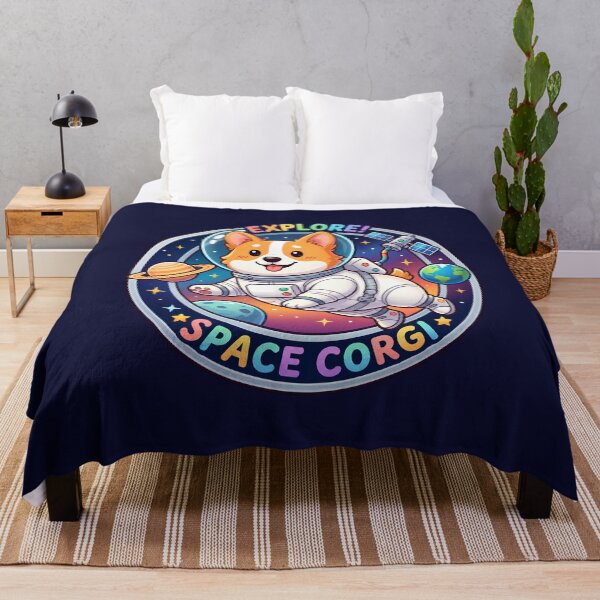 Item preview, Cute Astronaut Dog Floating in Space in blue background designed and sold by Nosyla Ink.