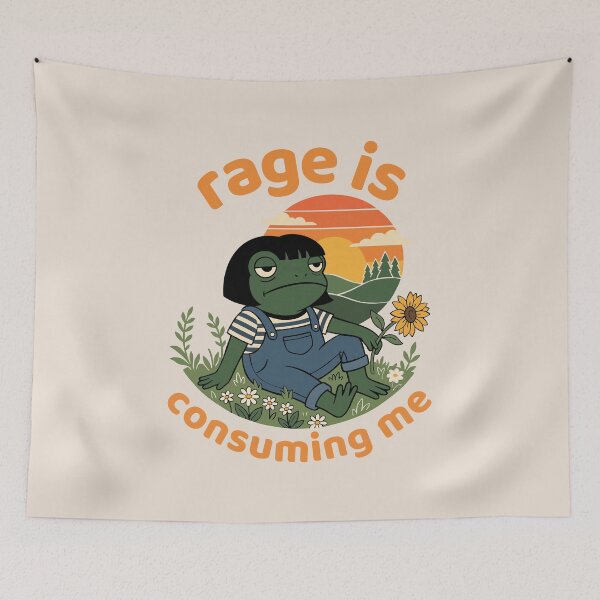 Item preview, Rage Is Consuming Me Sarcastic Cottagecore Frog designed and sold by FreshVibe Prints.