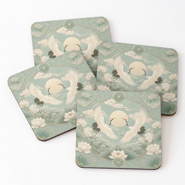 Item preview, Japanese Cranes and Lotus — Oriental Art Print designed and sold by Drateyo.