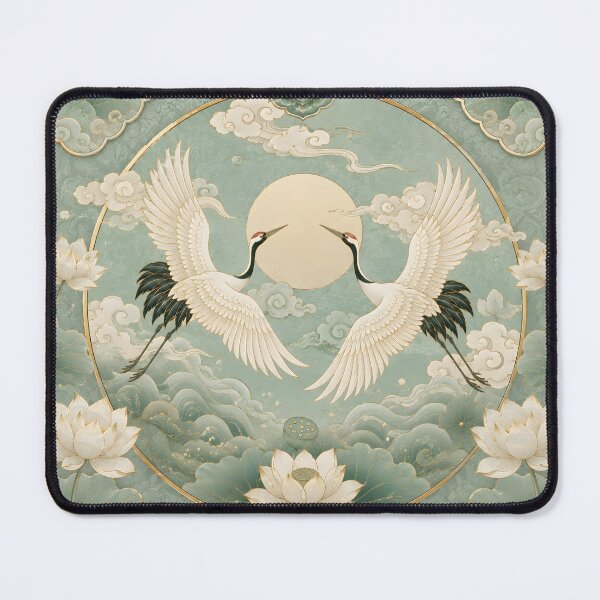 Item preview, Japanese Cranes and Lotus — Oriental Art Print designed and sold by Drateyo.