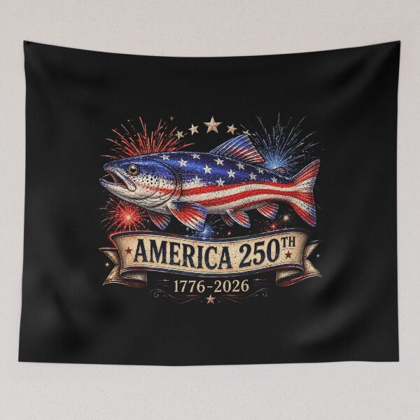 Item preview, Patriotic Fish Freedom Flag 250 Years USA Fishing 4th July designed and sold by elongatedjazz.