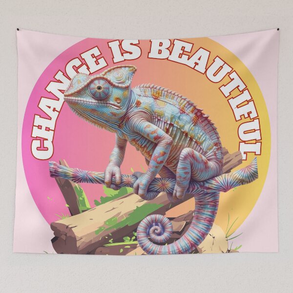 Item preview, Change is Beautiful Colorful Retro Chameleon Graphic designed and sold by SilverSeaBKK.
