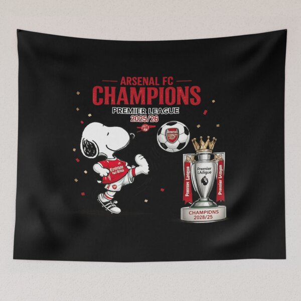 Item preview, Snoopy Arsenal Champions Premier League T-Shirt designed and sold by TheCozyCarrier.