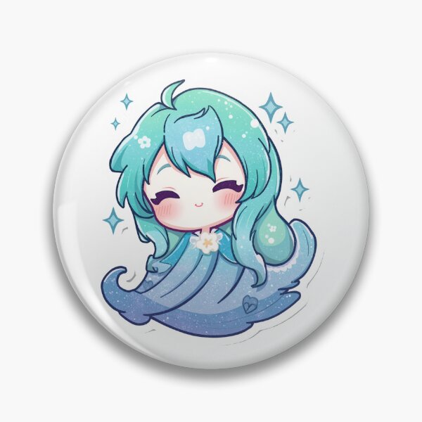 Item preview, Kawaii Chibi Girl Teal Hair Blue Dress Cute Anime Girl Sparkle Sticker Fantasy Art designed and sold by Cosmic Zodiac Studio.