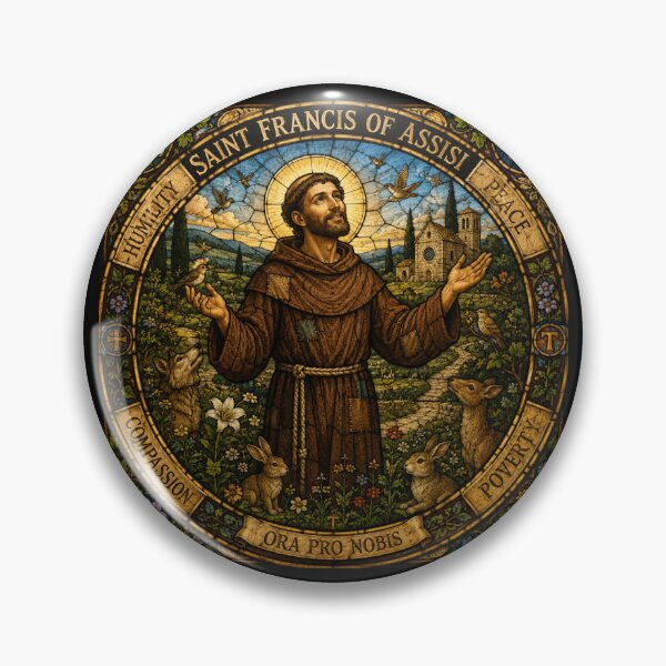 Item preview, Saint Francis of Assisi Stained Glass Icon designed and sold by SaintGear.