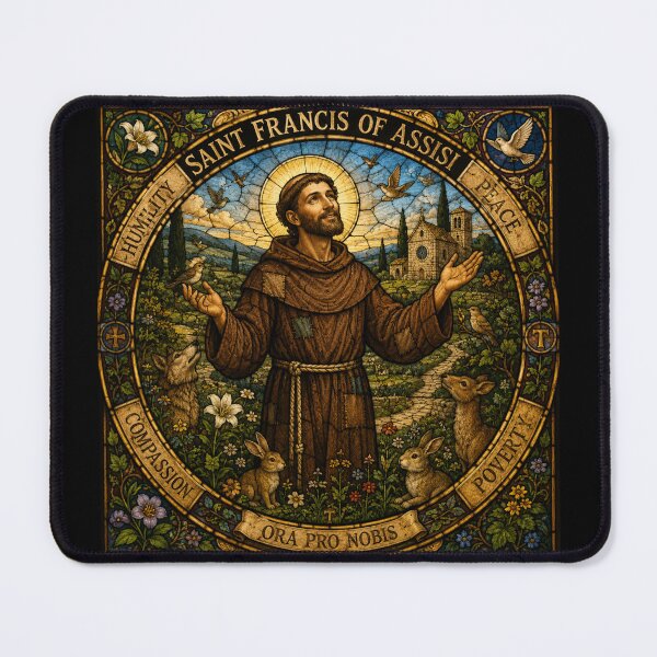 Item preview, Saint Francis of Assisi Stained Glass Icon designed and sold by SaintGear.