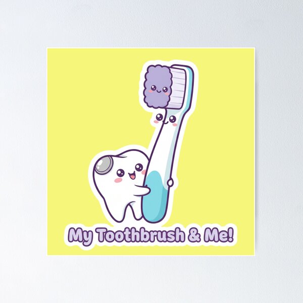 Item preview, Cute Kawaii My Toothbrush and Me Happy Healthy Tooth Dental Art designed and sold by bvdesignart.