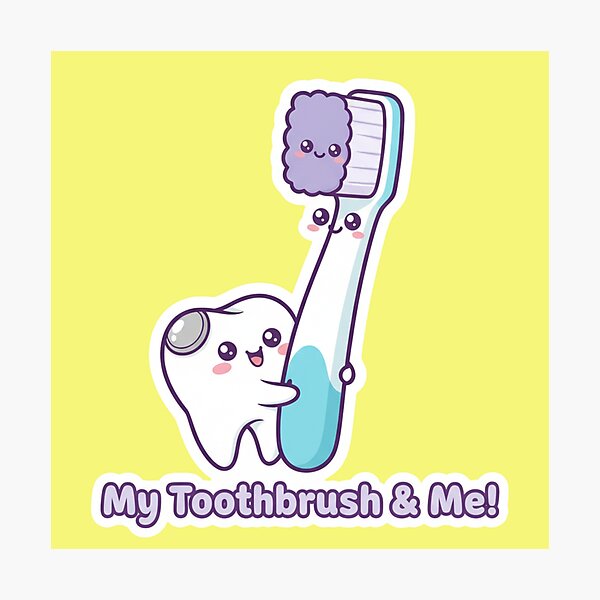 Item preview, Cute Kawaii My Toothbrush and Me Happy Healthy Tooth Dental Art designed and sold by bvdesignart.