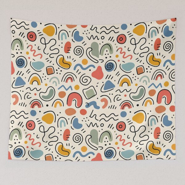 Item preview, Whimsical Retro Memphis Doodle Pattern designed and sold by aashcreat.