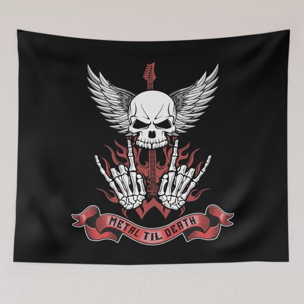 Item preview, Metal Til Death Heavy Metal Fan Gift Skull and Guitar designed and sold by Say It With Ink.