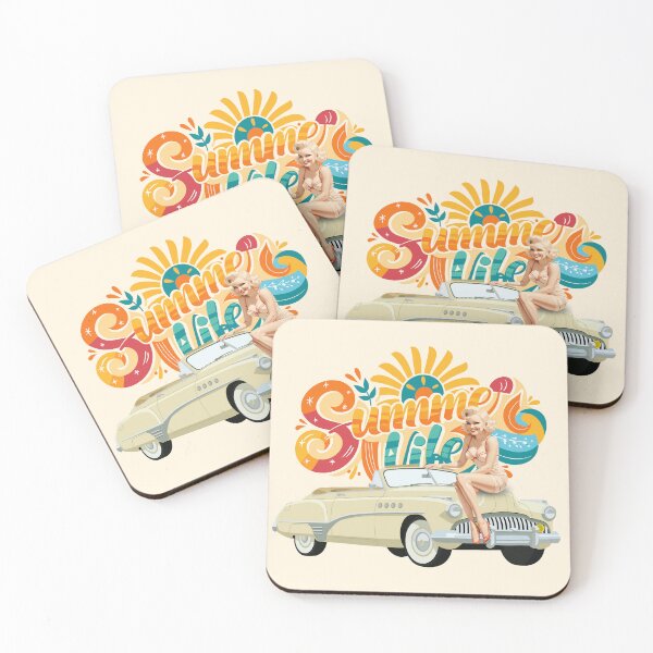 Item preview, Summer Life Retro Pinup Girl Convertible Car Graphic designed and sold by SilverSeaBKK.
