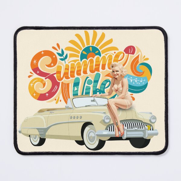 Item preview, Summer Life Retro Pinup Girl Convertible Car Graphic designed and sold by SilverSeaBKK.