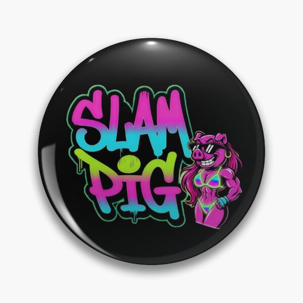 Item preview, Slam Pig Rhode Island Parody Sticker | Reality TV Inspired Neon Glam Gym Pig designed and sold by SimplyJasper.