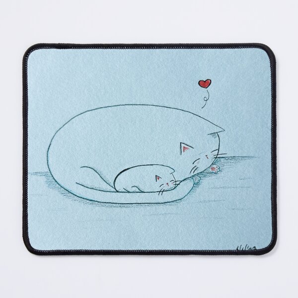 Item preview, A Nap Together - Cute White Cat Mixed Media - Day 123 of 365  designed and sold by BeeandKiwi.