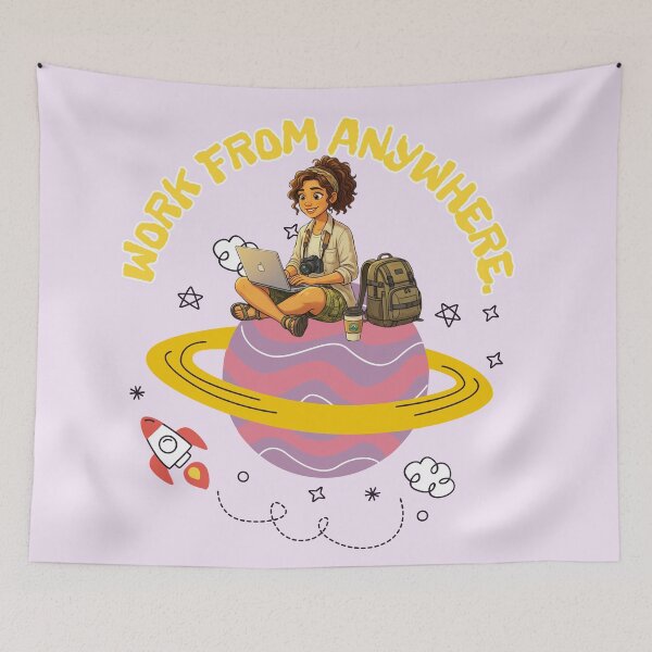 Item preview, Work From Anywhere Digital Nomad Space Planet Graphic designed and sold by SilverSeaBKK.