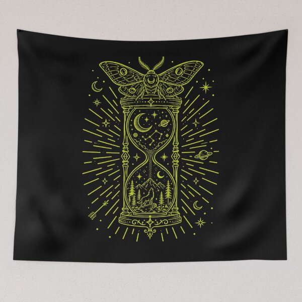Item preview, Death's Head Moth Hourglass Celestial Wolf Howling Moon Occult designed and sold by bosamji.